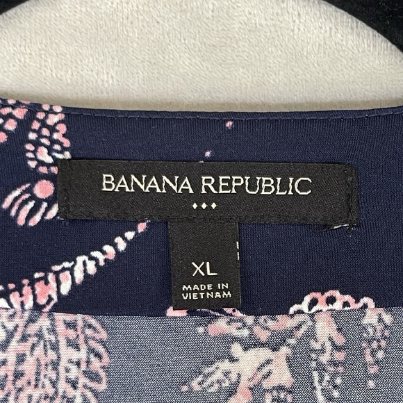 Banana Republic Wrap Dress Womens XL Blue Pink Floral Dark Cottagecore Pockets - Picture 4 of 14